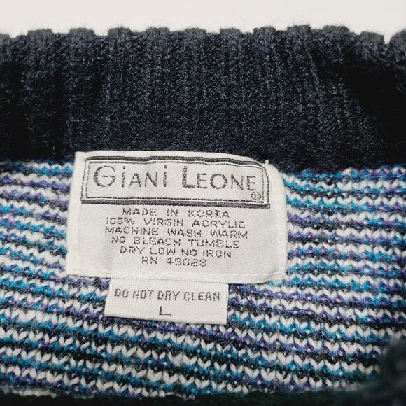 Vintage Giani Leone 100% Virgin Acrylic Knit Sweater Abstract Size Large 90's - Picture 3 of 6